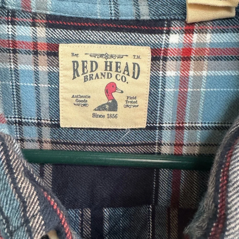 RedHead Men's Navy and Light Blue Plaid‎ Shirt